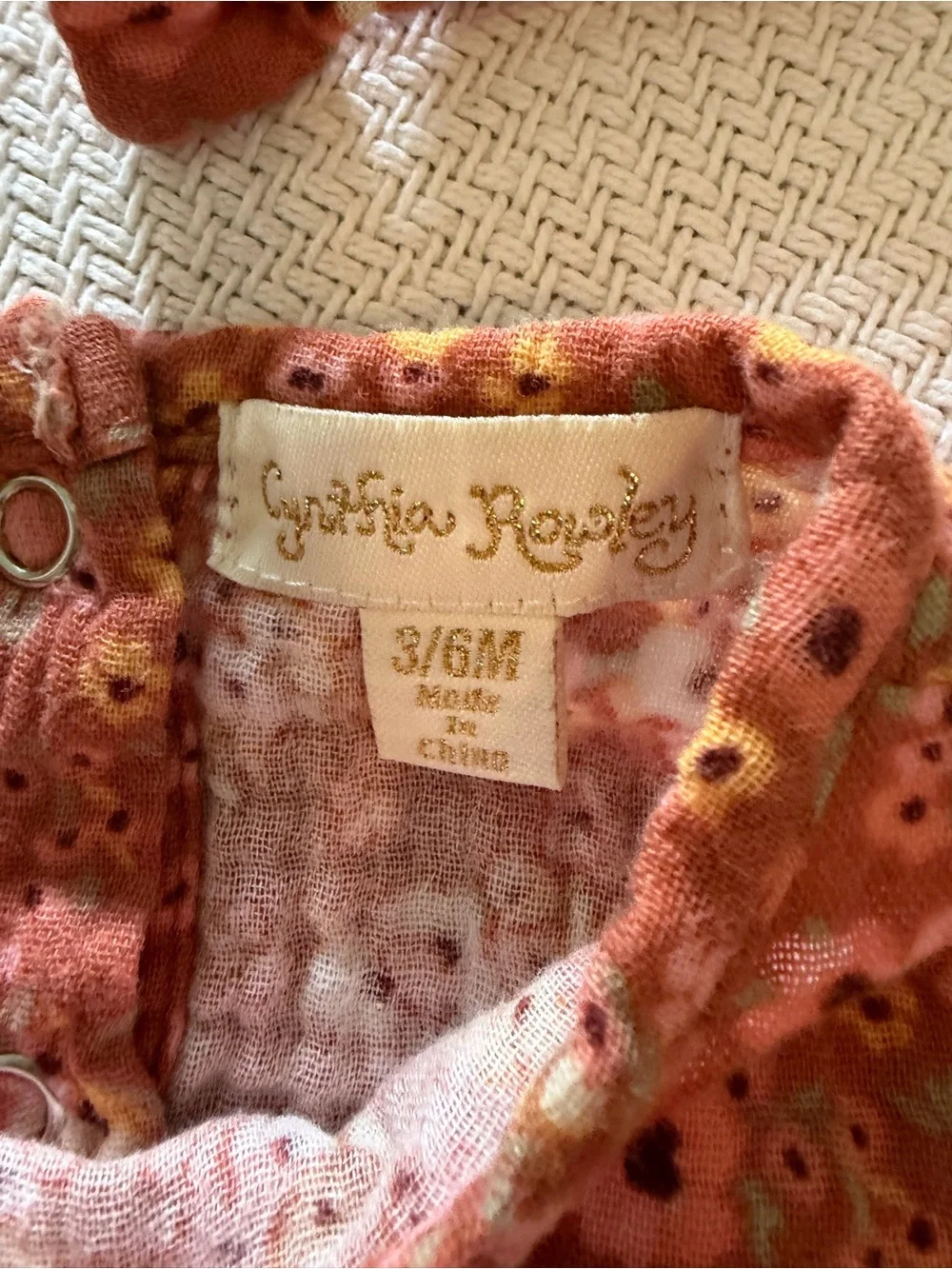 Cynthia Rowley Rust Floral Ruffle Baby One-Piece with Bow Headband